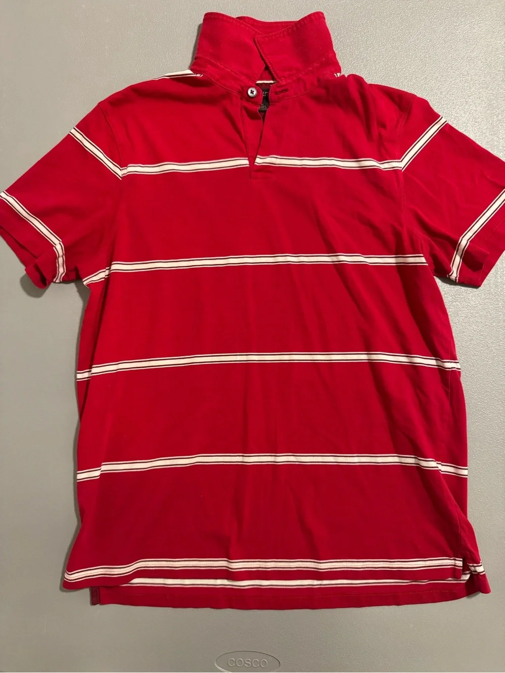 Banana Republic Red 100% Cotton Polo with White Stripes Size M